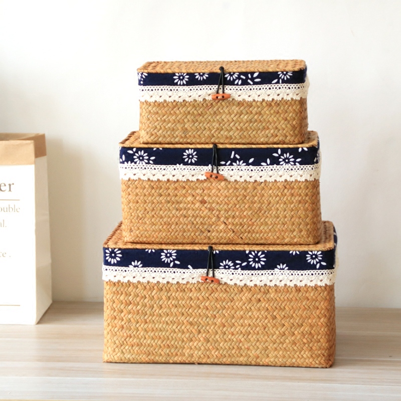 해초 짠 상자 뚜껑이있는 잔디 바구니 가정용 보관 스낵 - Seaweed Snack 리뷰 및 가격